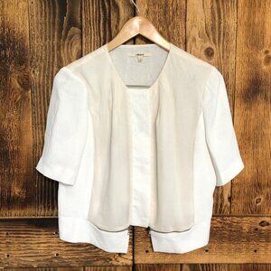 J Brand Short Sleeve Zip Blouse White Sz Large
